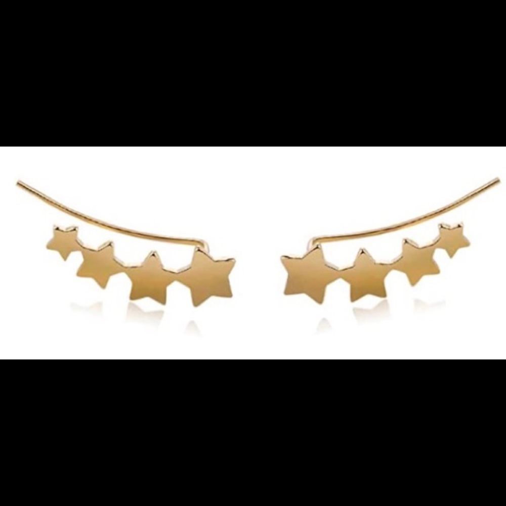 :: Gold⚜️💫Shooting Star Ear Climbers - Picture 3 of 4